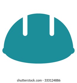 Builder Helmet vector icon. Style is flat symbol, soft blue color, rounded angles, white background.