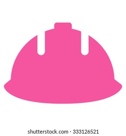 Builder Helmet vector icon. Style is flat symbol, pink color, rounded angles, white background.