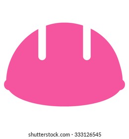 Builder Helmet vector icon. Style is flat symbol, pink color, rounded angles, white background.