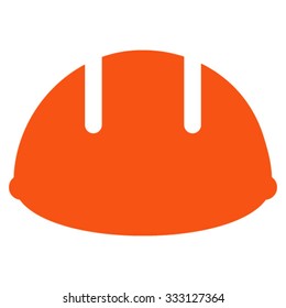 Builder Helmet vector icon. Style is flat symbol, orange color, rounded angles, white background.