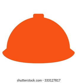 Builder Helmet vector icon. Style is flat symbol, orange color, rounded angles, white background.