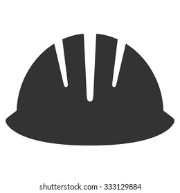 Builder Helmet vector icon. Style is flat symbol, gray color, rounded angles, white background.