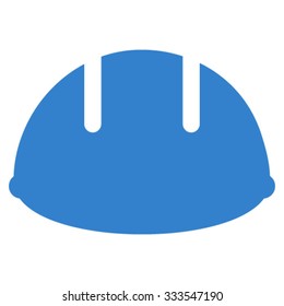 Builder Helmet vector icon. Style is flat symbol, cobalt color, rounded angles, white background.