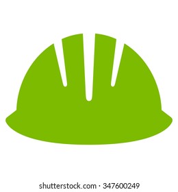 Builder Helmet vector icon. Style is flat symbol, eco green color, rounded angles, white background.