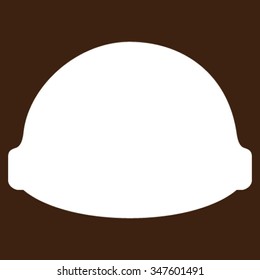 Builder Helmet vector icon. Style is flat symbol, white color, rounded angles, brown background.