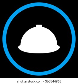 Builder Helmet vector icon. Style is bicolor flat circled symbol, blue and white colors, rounded angles, black background.