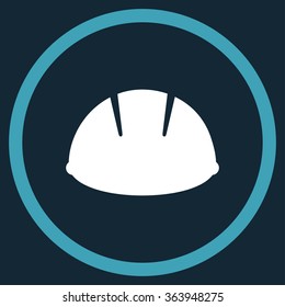 Builder Helmet vector icon. Style is bicolor flat circled symbol, blue and white colors, rounded angles, dark blue background.