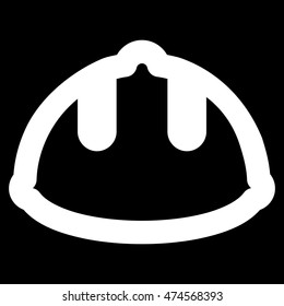 Builder Helmet vector icon. Style is stroke flat icon symbol, white color, black background.
