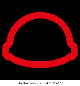 Builder Helmet vector icon. Style is contour flat icon symbol, red color, black background.