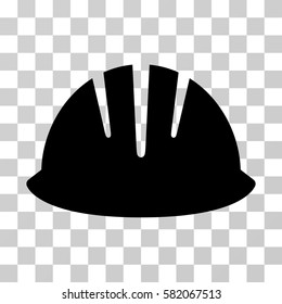 Builder Helmet vector pictograph. Illustration style is flat iconic black symbol on a transparent background.