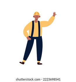 builder with helmet worker character