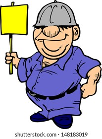 builder holding a blank yellow board
