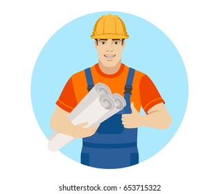 Builder Holding Project Plans Showing Thumb Stock Vector (Royalty Free ...