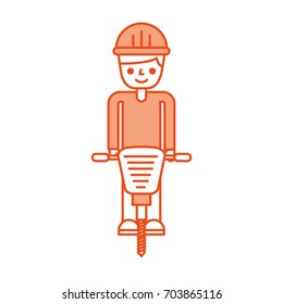 builder with hydraulic hammer isolated icon