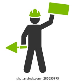Builder icon from Basic Plain Icon Set. Symbol images have gray colors, rounded angles, and placed on a white background.