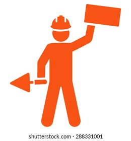 Builder icon from Basic Plain Icon Set. Symbol images have gray colors, rounded angles, and placed on a white background.