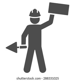 Builder icon from Basic Plain Icon Set. Symbol images have gray colors, rounded angles, and placed on a white background.