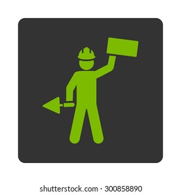 Builder icon from Basic Plain Icon Set. Symbol images have gray colors, rounded angles, and placed on a white background.