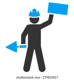 Builder icon from Business Bicolor Set. This isolated flat symbol uses modern corporation light blue and gray colors.