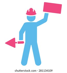 Builder icon from Business Bicolor Set. This isolated flat symbol uses light blue and pink colors.