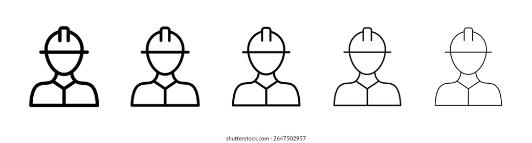Builder icon graphic set. trendy stroke line style