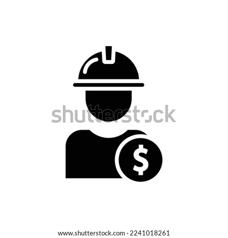 Builder icon illustration with dollar. suitable for employee icon. glyph icon style. icon related to construction. Simple vector design editable