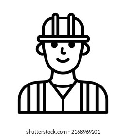 Builder Icon. Line Art Style Design Isolated On White Background