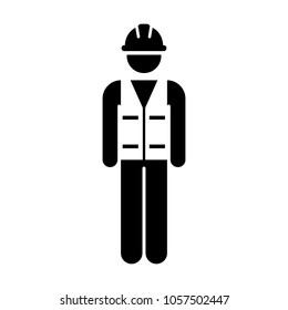 Ícone do construtor masculino da construção do trabalhador perfil da pessoa avatar com capacete de chapéu na ilustração do pictograma do glifo