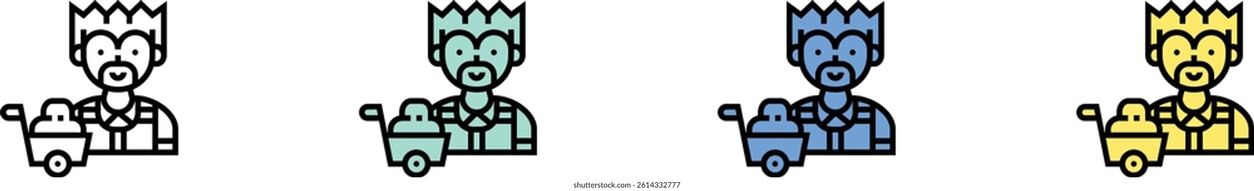 builder icon. Outline, Green, Blue and Yellow Style Design Isolated On White Background