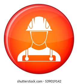 Builder icon in red circle isolated on white background vector illustration