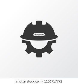 Builder icon symbol. Premium quality isolated gear with helmet element in trendy style.