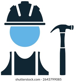 Builder icon vector, depicting a construction worker. Perfect for themes of manual labor, craftsmanship, development, housing, and the building industry.