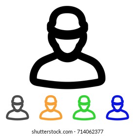 Builder icon. Vector illustration style is a flat stroke iconic builder symbol with black, gray, green, blue, yellow color versions. Designed for web and software interfaces.
