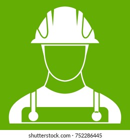 Builder icon white isolated on green background. Vector illustration