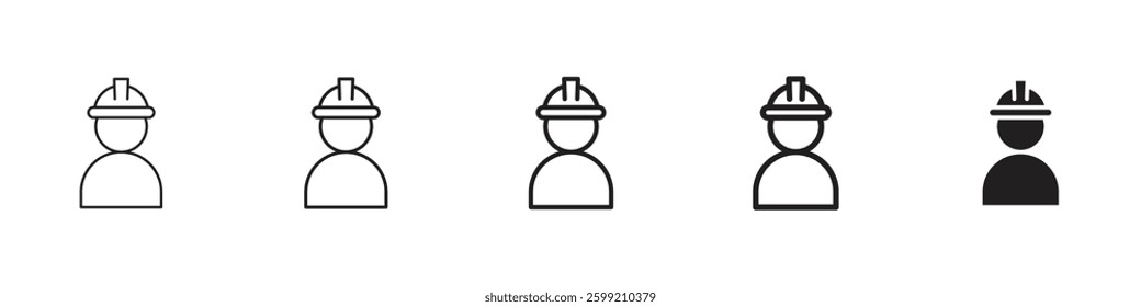 Builder icons in black outline, solid and colored style