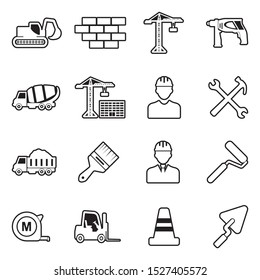 Builder Icons. Line With Fill Design. Vector Illustration.