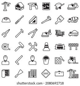 Builder Icons. Linie mit Fill Design. Vektorgrafik.