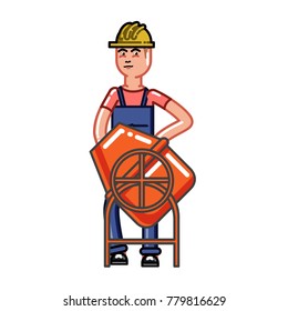 Builder knead concrete