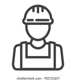 Builder line icon, build and repair, construction worker sign vector graphics, a linear pattern on a white background, eps 10.