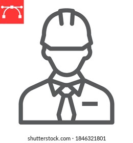 Builder line icon, construction worker and repairman, engineer sign vector graphics, editable stroke linear icon, eps 10