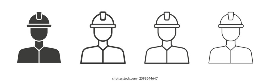Builder line icon vector illustration set.