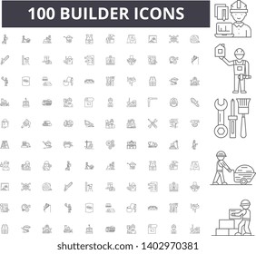 Builder line icons, signs, vector set, outline illustration concept 