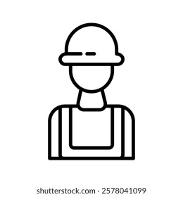 Builder linear icon. Construction worker. Thin line illustration. Contour symbol. Vector isolated outline drawing. Editable stroke