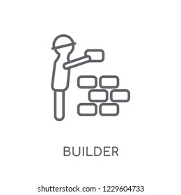 Builder linear icon. Modern outline Builder logo concept on white background from Professions collection. Suitable for use on web apps, mobile apps and print media.