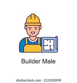 Builder Male vector Filled Outline Icon Design illustration. Home Improvements Symbol on White background EPS 10 File