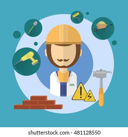 Icono del obrero de construcción del constructor del constructor Icono de vector plano Ilustración