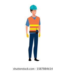 Builder man design, Construction work repair reconstruction industry build and project theme Vector illustration