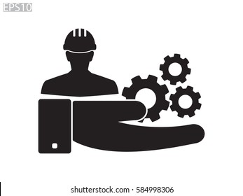 builder man in a helmet, icon, vector illustration eps10