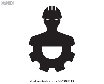 builder man in a helmet, icon, vector illustration eps10