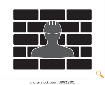 builder man in a helmet, icon, vector illustration eps10